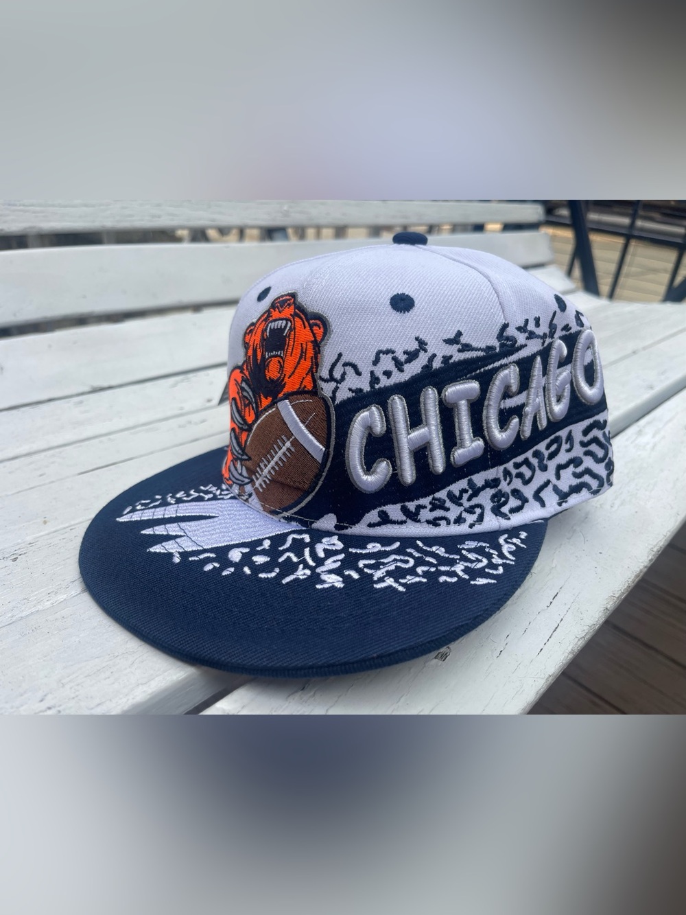 Chicago Graphic Snapback Hat with Bear & Football - Picture 4 of 4